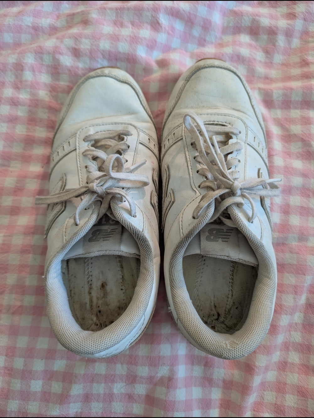 New Balance White and Light Gray Lace-Up Sneakers